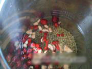 Soy milk with red dates and goji berries
